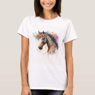 Camiseta Cara de caballo con flores