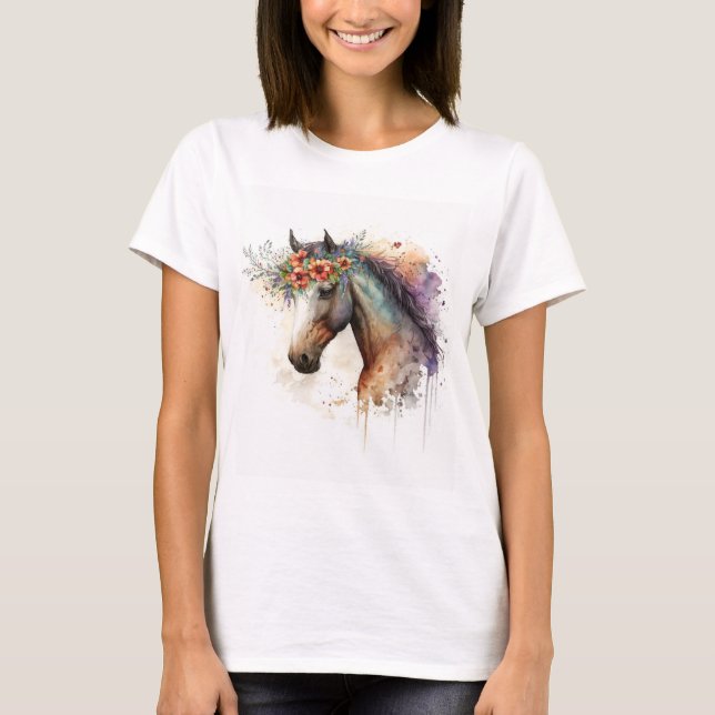 Camiseta Cara de caballo con flores (Anverso)