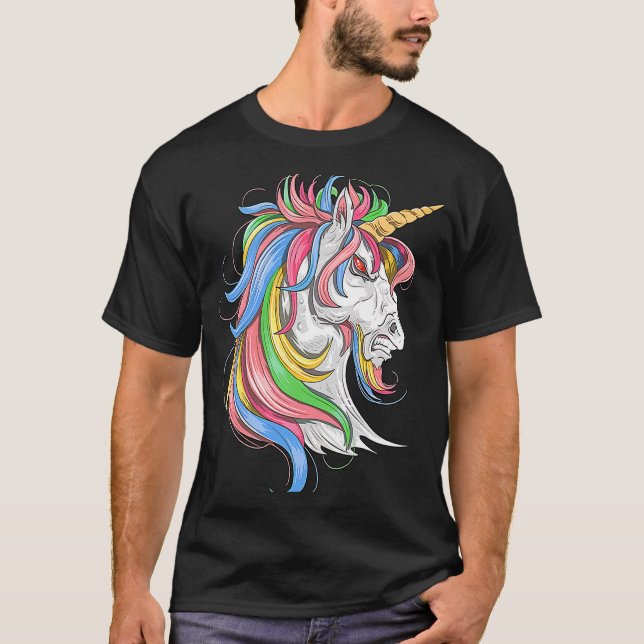 Camiseta Cara de caballo de unicornio Horror Halloween (Anverso)