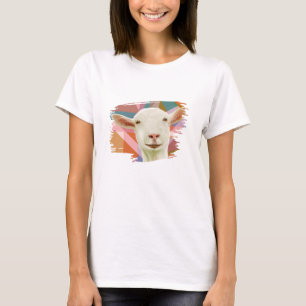 Camiseta Cara de cabra blanca corta geométrica colorida