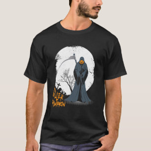 Camiseta Cara de calabaza asustada Jack O' Lantern Grim Rea
