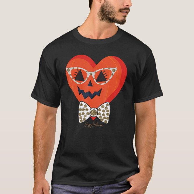 Camiseta Cara De Calabaza Cuta Con Chicas De Gafas De Impre (Anverso)