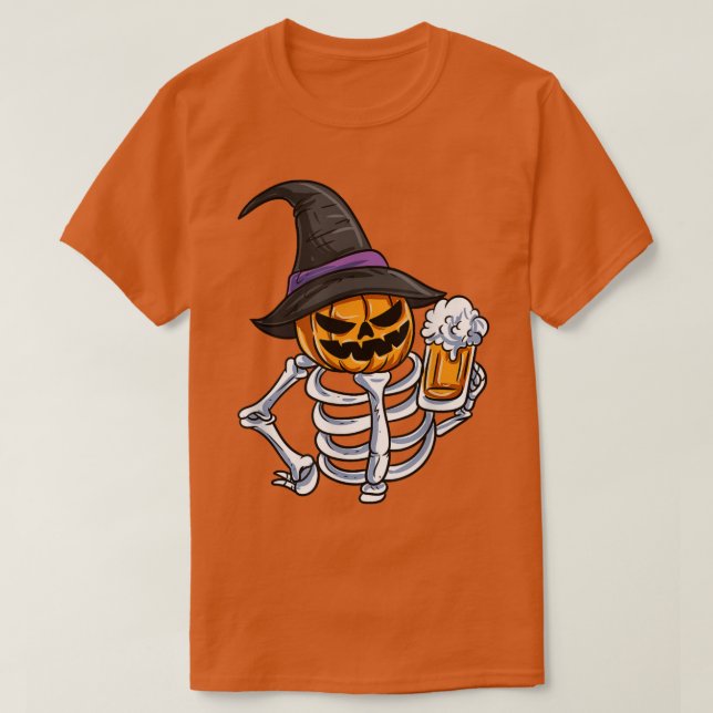 Camiseta Cara de calabaza de esqueleto Jack O'Lantern (Diseño del anverso)
