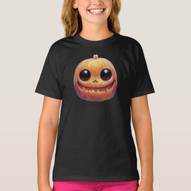 Camiseta Cara de calabaza de Halloween espeluznante (Anverso)