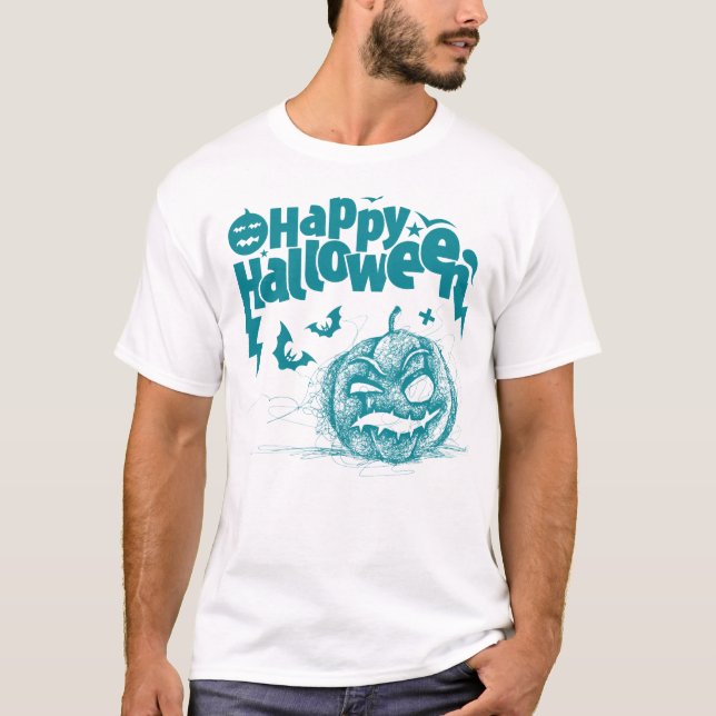 Camiseta Cara De Calabaza De Halloween Para Hombres Vestir  (Anverso)