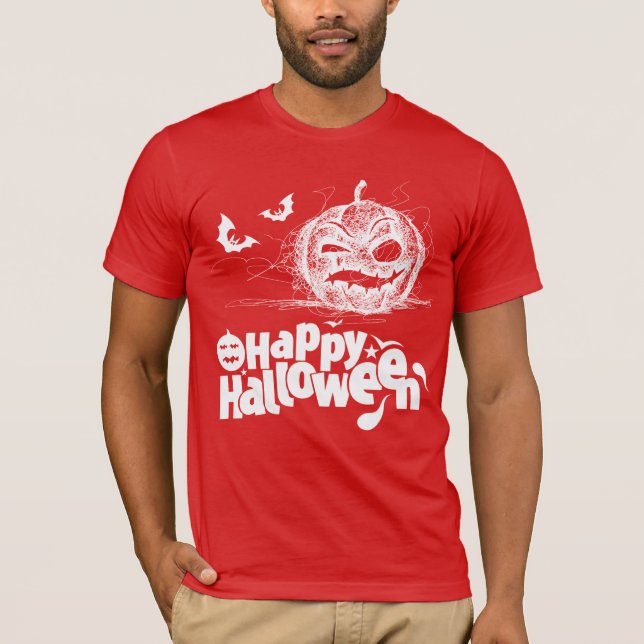 Camiseta Cara De Calabaza De Halloween Para Los Hombres Dis (Anverso)