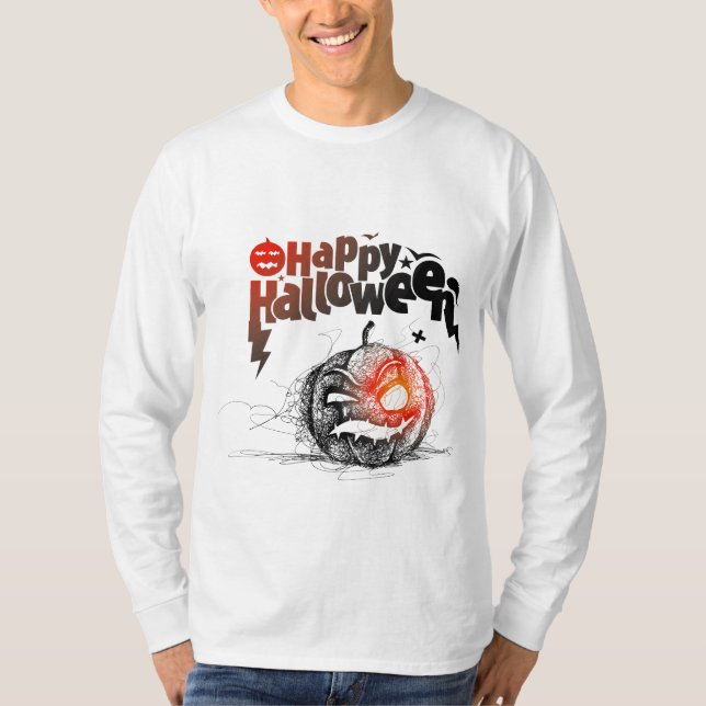 Camiseta Cara De Calabaza De Halloween Para Los Hombres Dis (Anverso)