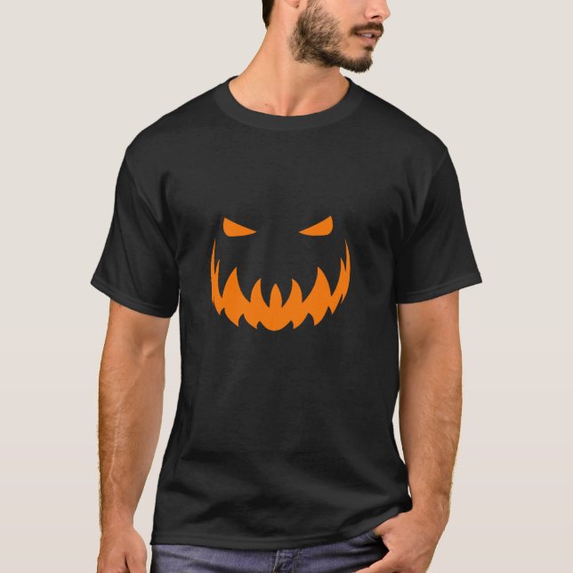Camiseta Cara De Calabaza Enfadada En Naranja Para Las Fies (Anverso)