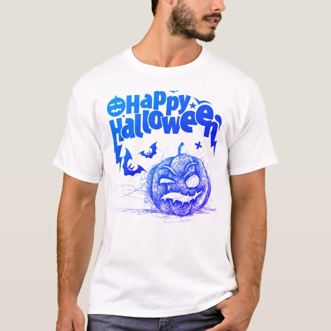 Camiseta Cara De Calabaza Espeluznante Para Hombres Vestir  (Anverso)