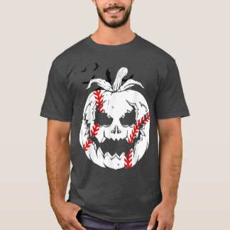 Camiseta Cara de calabaza Jack O'Lantern y bolas de béisbol