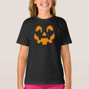 Camiseta Cara de Calabaza Naranja Simple Silueta Halloween