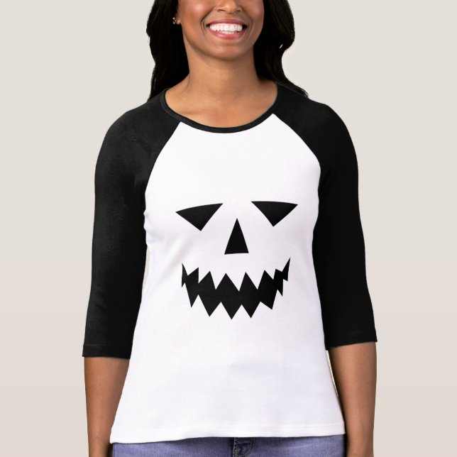 Camiseta Cara de calabaza negra Raglan T-Shirt (Anverso)