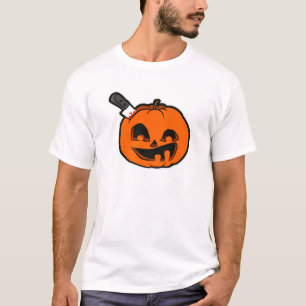 Camiseta Cara De Calabaza Silenciosa Con Cuchillo En Cabeza
