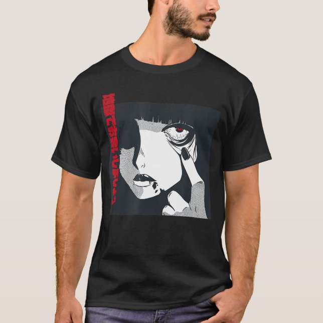Camiseta Cara de chica de anime de terror familiar (Anverso)