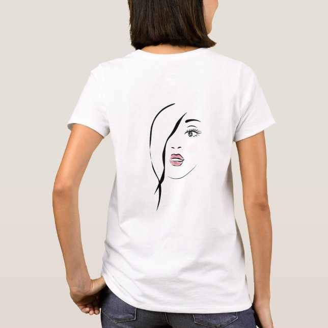 Camiseta cara de chica, glamurosa, cara, moderna personaliz (Reverso)