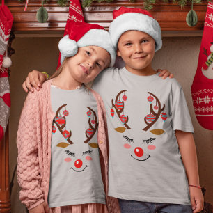 Camiseta Cara de ciervo adorable con adornos en niños de án