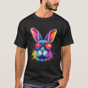 Camiseta Cara de conejito con ojos de tinte feliz Día de Pa
