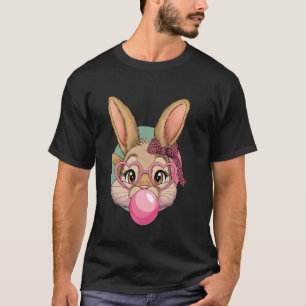 Camiseta Cara de conejo Bunny gafas de leopardo niña feliz