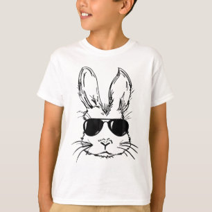 Camiseta Cara de conejo con gafas de sol para niños y hombr