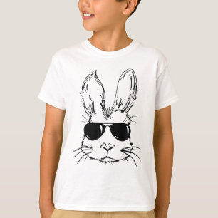Camiseta Cara de conejo con gafas de sol para niños y hombr