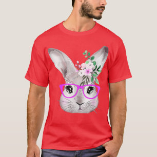 Camiseta Cara de conejo con gafas moradas conejo de Pascua