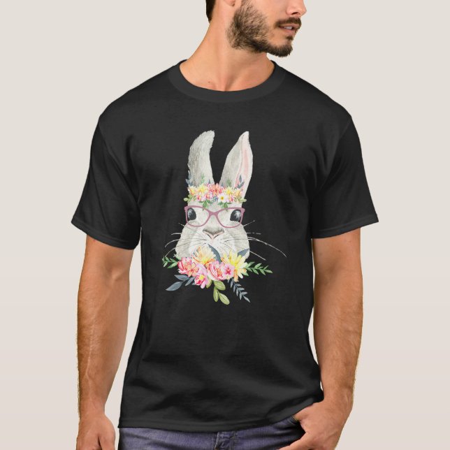 Camiseta Cara de conejo divertida con gafas Conejo flujo tr (Anverso)