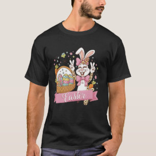 Camiseta Cara de conejo divertida feliz día de Pascua mujer