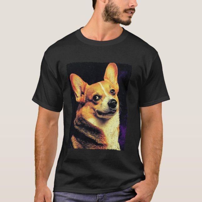 Camiseta Cara de Corgi Divertida Meme Perro (Anverso)