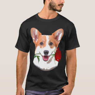 Camiseta Cara de Corgi Galés Rosa Sonrisa Día de San Valent