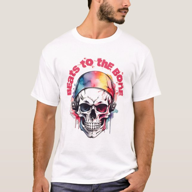 Camiseta cara de cráneo de acuarela (Anverso)