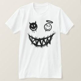 Camiseta Cara de diablo y ángel con dientes de monstruo gru
