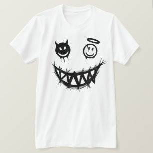Camiseta Cara de diablo y ángel con dientes de monstruo gru