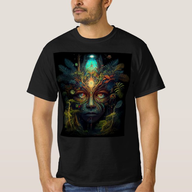 Camiseta Cara de espíritu de selva psicodélica (Anverso)