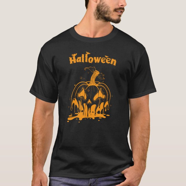 Camiseta Cara de fusión de calabaza de Halloween (Anverso)