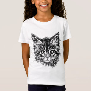 Camiseta Cara de gatito negro y blanco