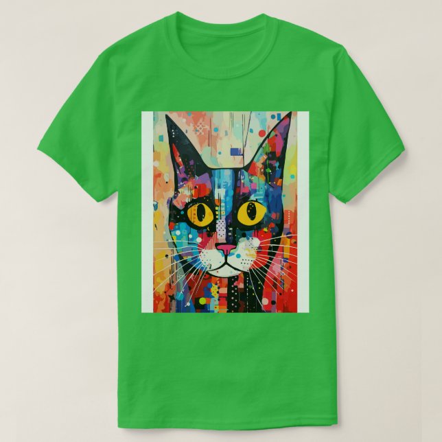 Camiseta Cara de gato abstracta (Diseño del anverso)