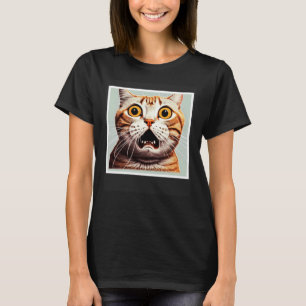 Camiseta Cara de Gato Asustado Gato Miedoso Gato