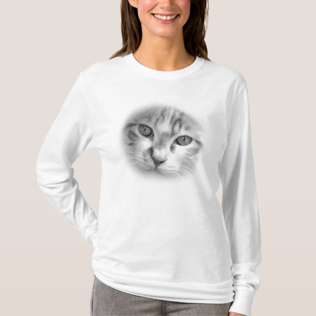 Camiseta Cara de gato atigrado negro y blanco (Anverso)