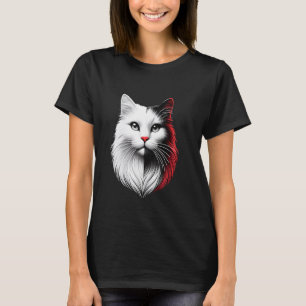 Camiseta Cara de gato blanco y negro