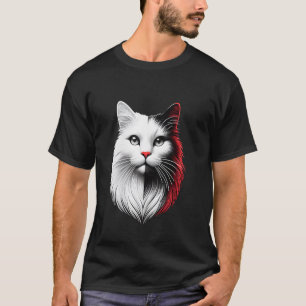 Camiseta Cara de gato blanco y negro