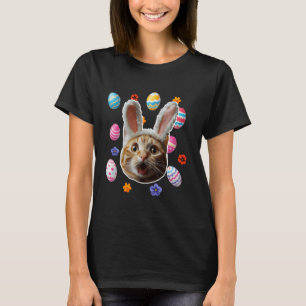 Camiseta Cara de gato de choque divertido con orejas de con