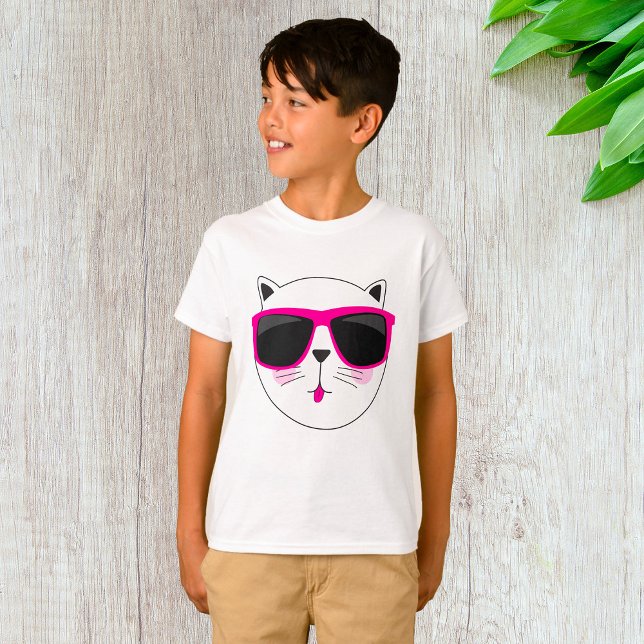Camiseta Cara de gato de Guay con gafas de sol rosadas lind (Subido por el creador)