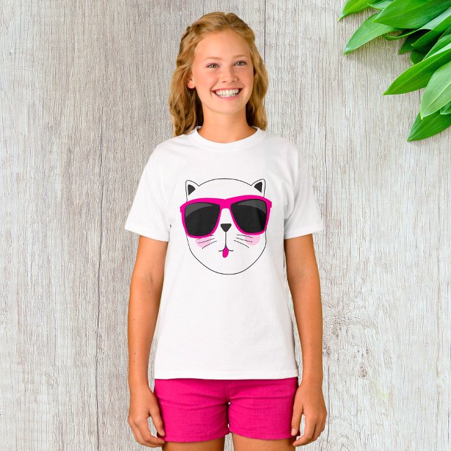 Camiseta Cara de gato de Guay con gafas de sol rosadas lind (Subido por el creador)