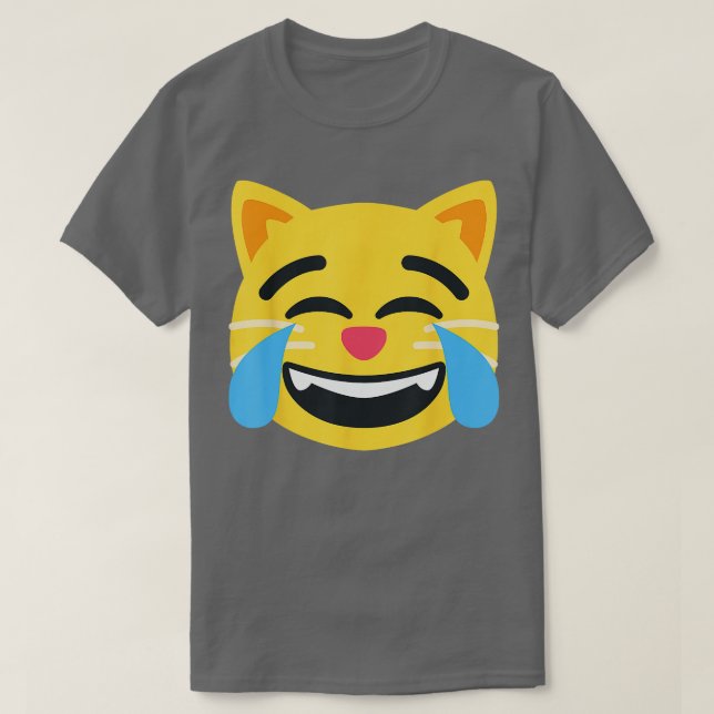 Camiseta Cara de gato emoticono con lágrimas de alegría (Diseño del anverso)