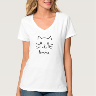 Camiseta Cara De Gato Gatito Kawaii Con Nariz De Corazón Ro