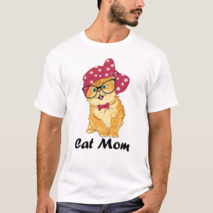 Camiseta Cara De Gato Graciosa Con Gafas Funky