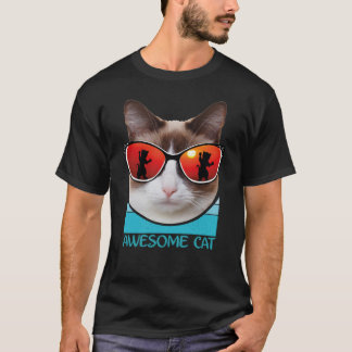 Camiseta Cara De Gato Graciosa Con Gafas Funky