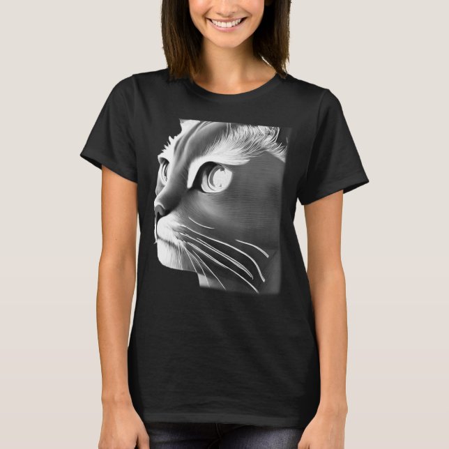 Camiseta Cara de gato mascota animal gruñón de gatito (Anverso)