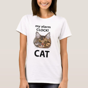 Camiseta Cara de Gato Mi Reloj de Alarma Gato Atigrado