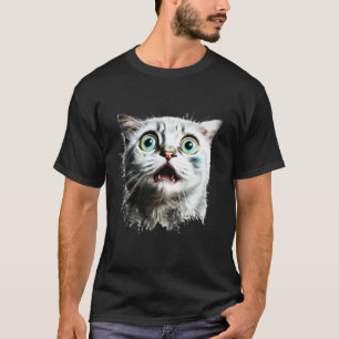 Camiseta Cara de gato miedoso gato asustado